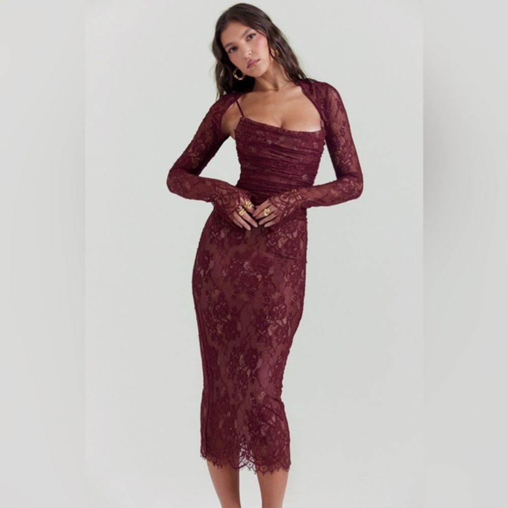 House of CB Burgundy Lace Dress